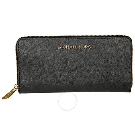 michael kors travel zip around continental wallet|Michael Kors black zipper wallet.